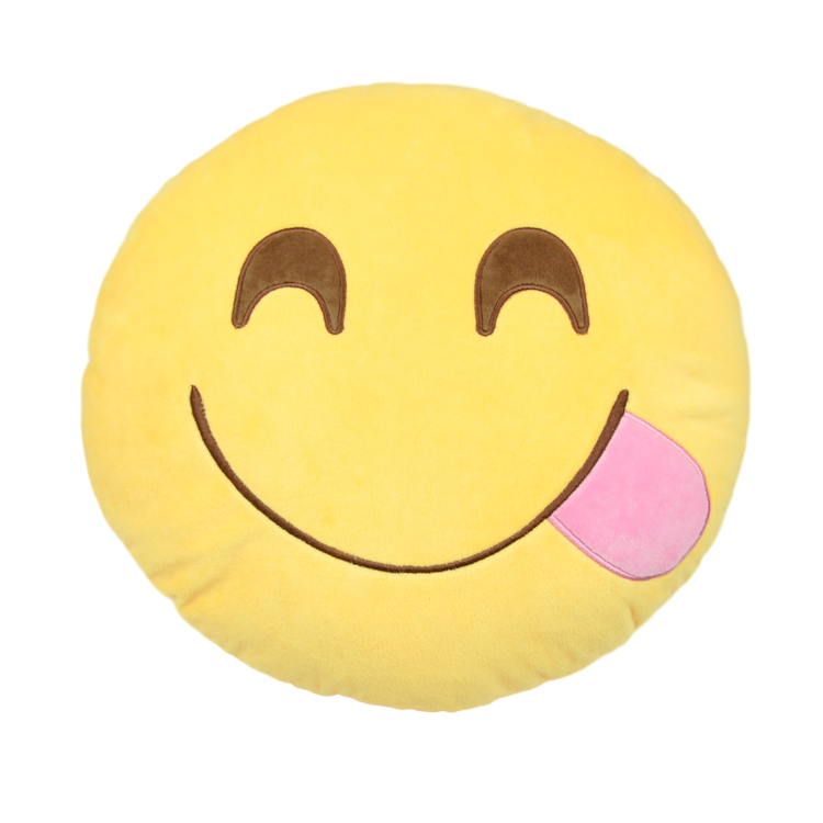 Emojikudde med tungan ute