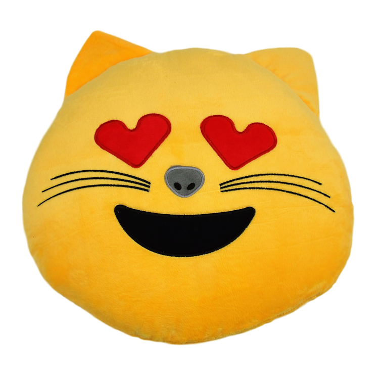 Emojikudden katt med hjärtformade ögon